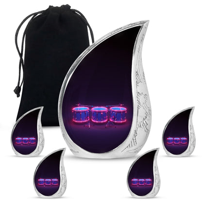 Drums And Music Theme Large Urn With 4 Keepsake Urn