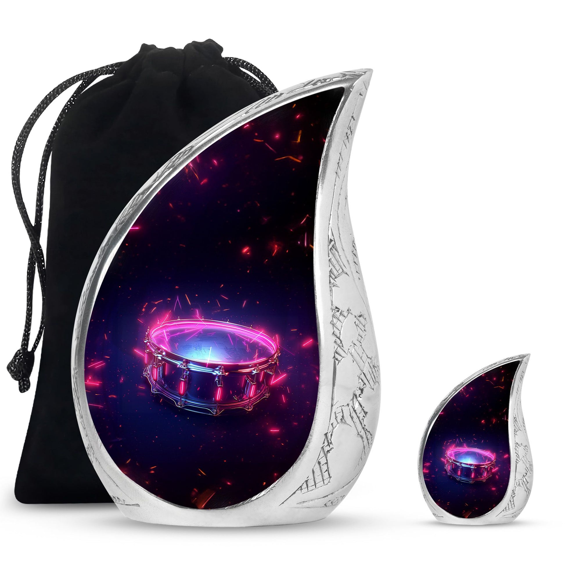 Drums And Music Theme Large Urn With 1 Keepsake Urn