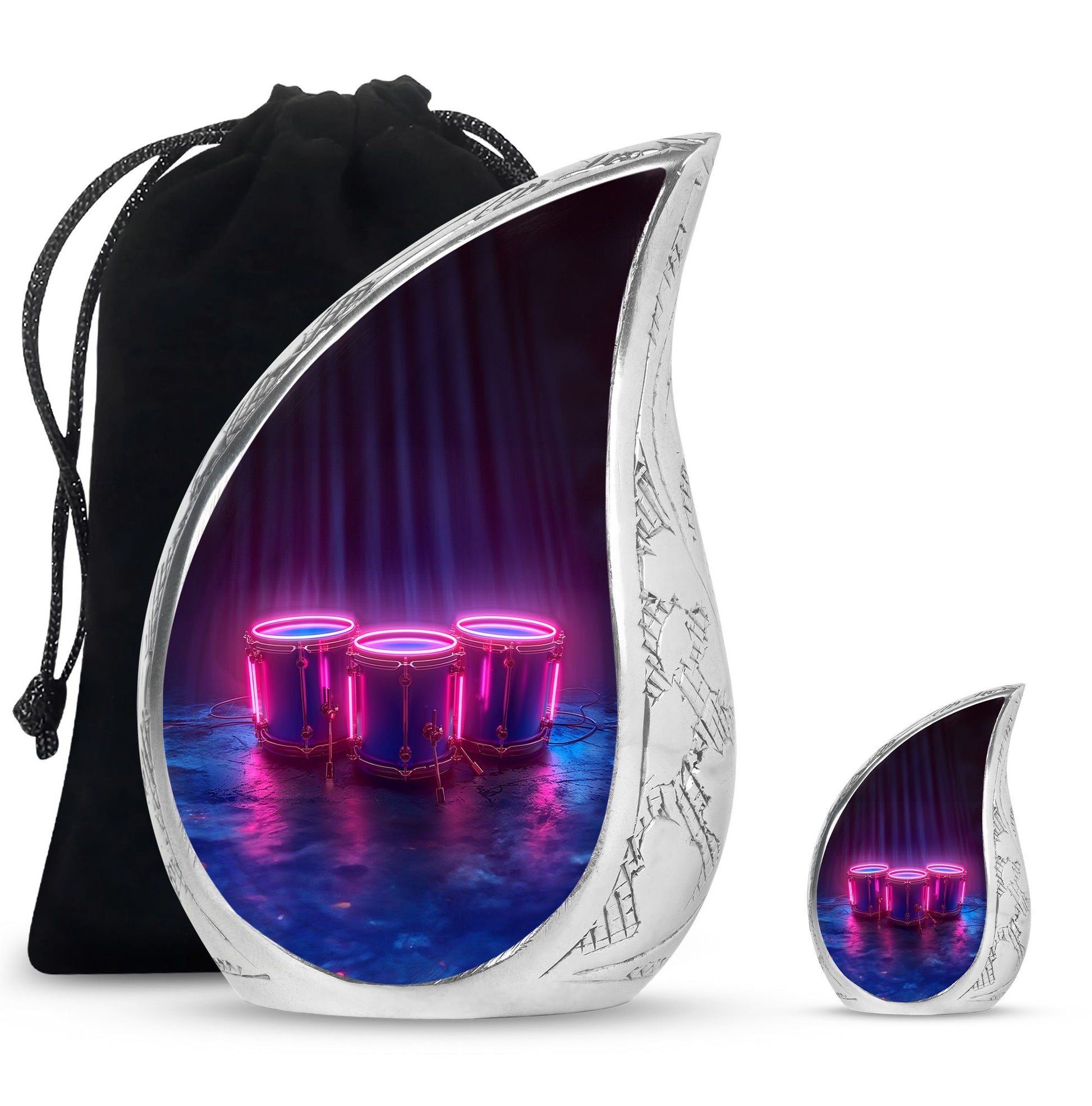 Drums And Music Theme Large Urn With 1 Keepsake Urn