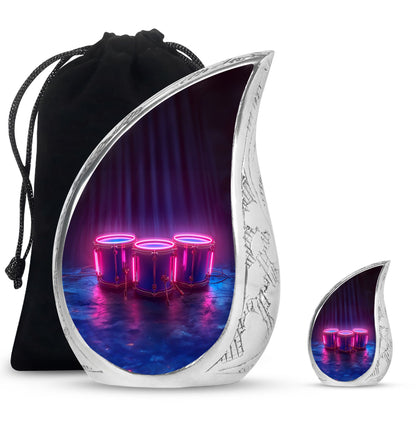 Drums And Music Theme Large Urn With 1 Keepsake Urn