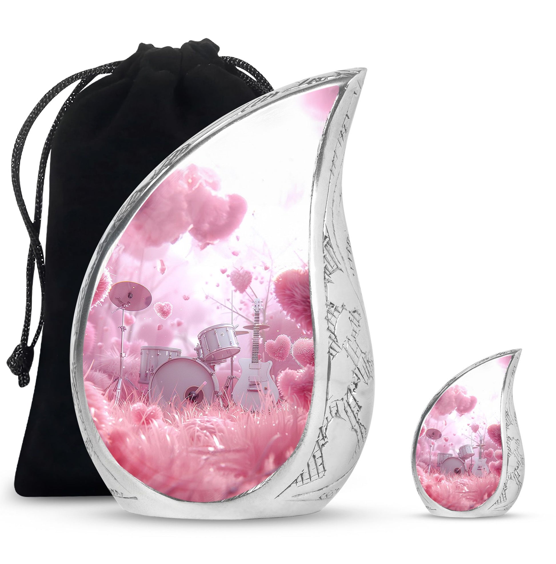 Drums And Music Theme Large Urn With 1 Keepsake Urn