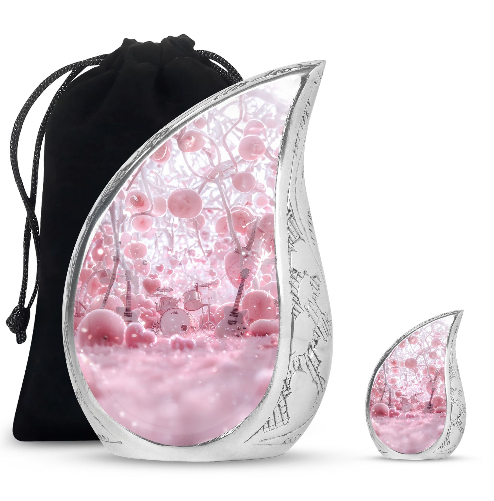 Drums And Music Theme Large Urn With 1 Keepsake Urn