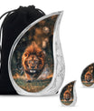 Lion Theme Large Urn With 2 Keepsake Urn