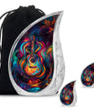 Guitar Theme Large Urn With 2 Keepsake Urn