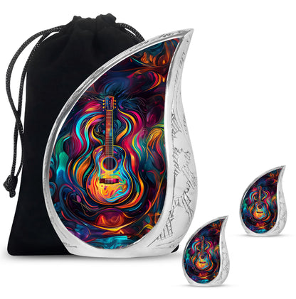 Guitar Theme Large Urn With 2 Keepsake Urn