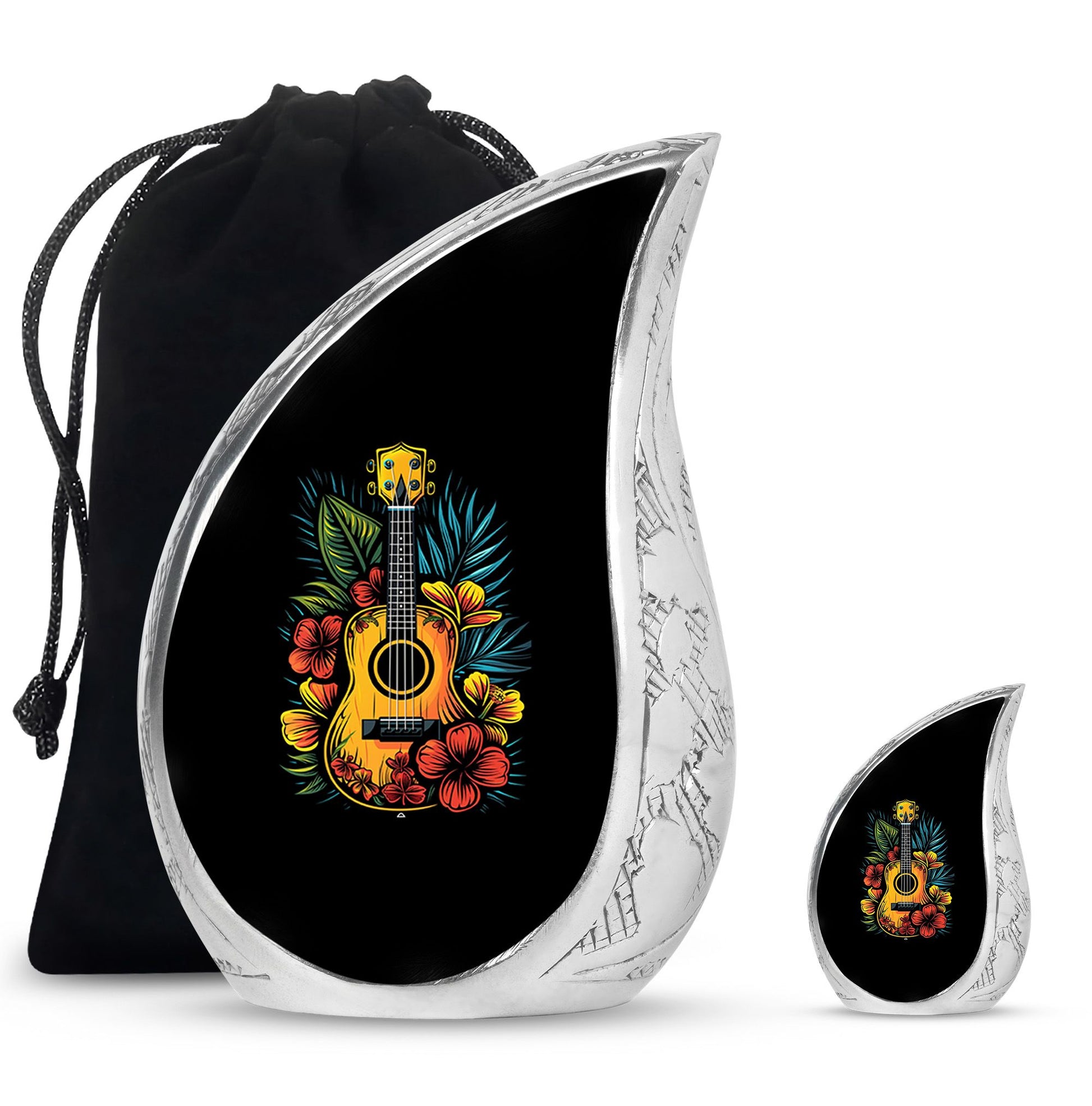 Guitar Theme Large Urn With 1 Keepsake Urn
