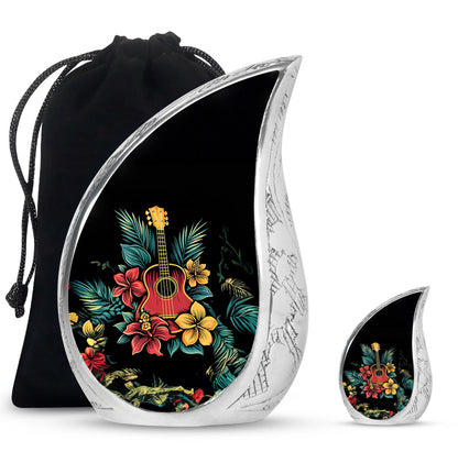 Guitar Theme Large Urn With 1 Keepsake Urn