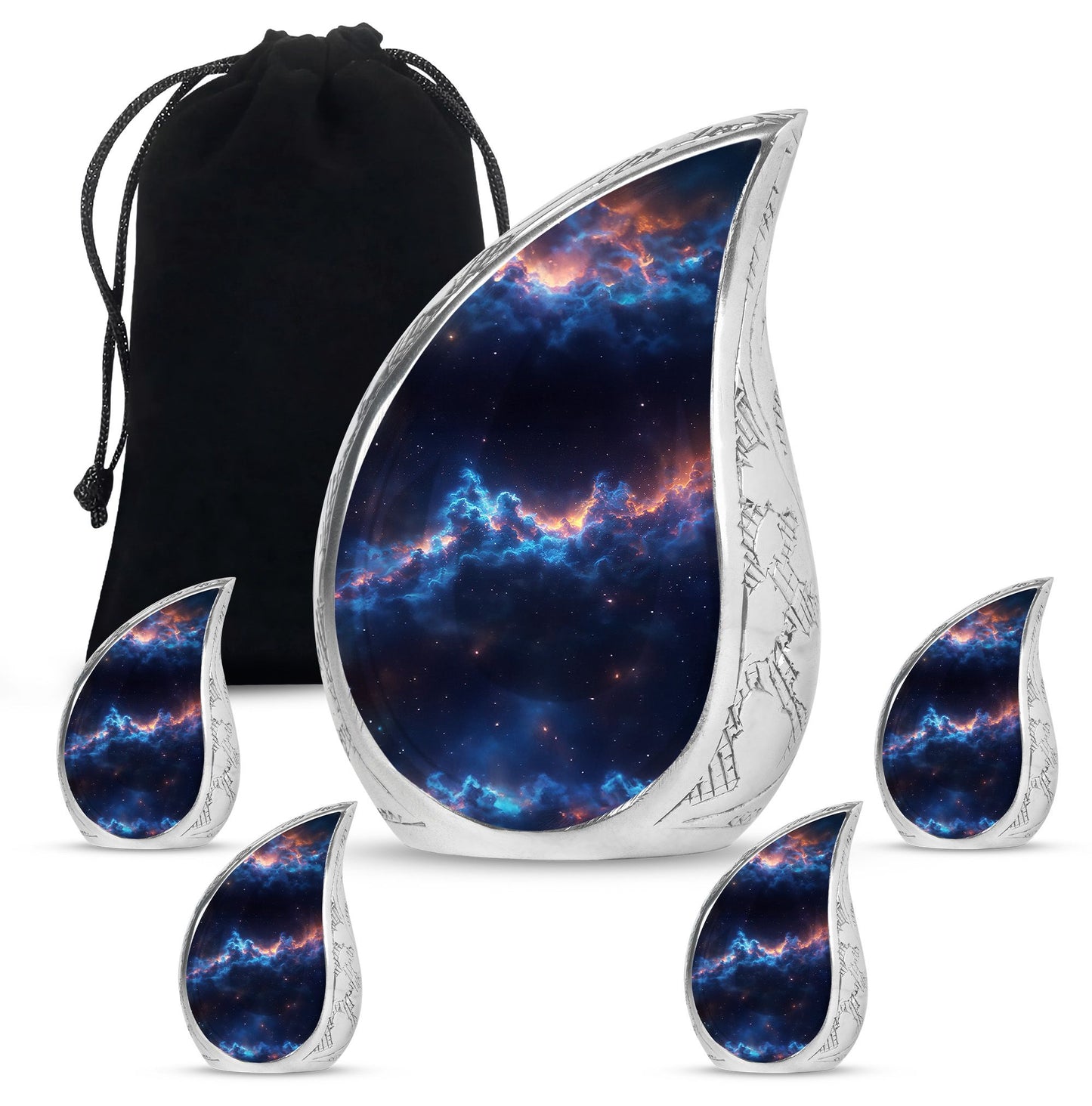 Galaxy Theme Large Urn With 4 Keepsake Urn