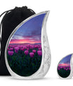 Tulips Theme Large Urn With 1 Keepsake Urn