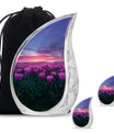 Tulips Theme Large Urn With 2 Keepsake Urn