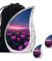 Tulips Theme Large Urn With 2 Keepsake Urn