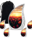 Tulips Theme Large Urn With 4 Keepsake Urn
