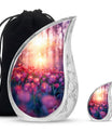 Tulips Theme Large Urn With 1 Keepsake Urn
