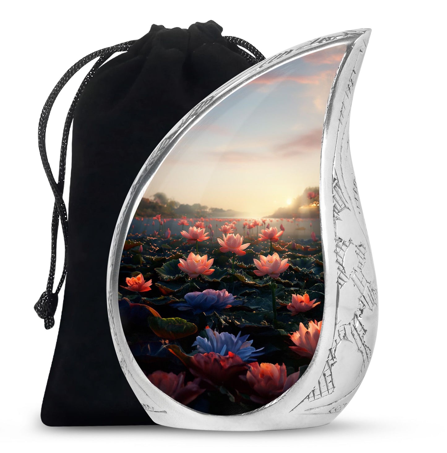 Lotus Theme Large Urn 10 Inch