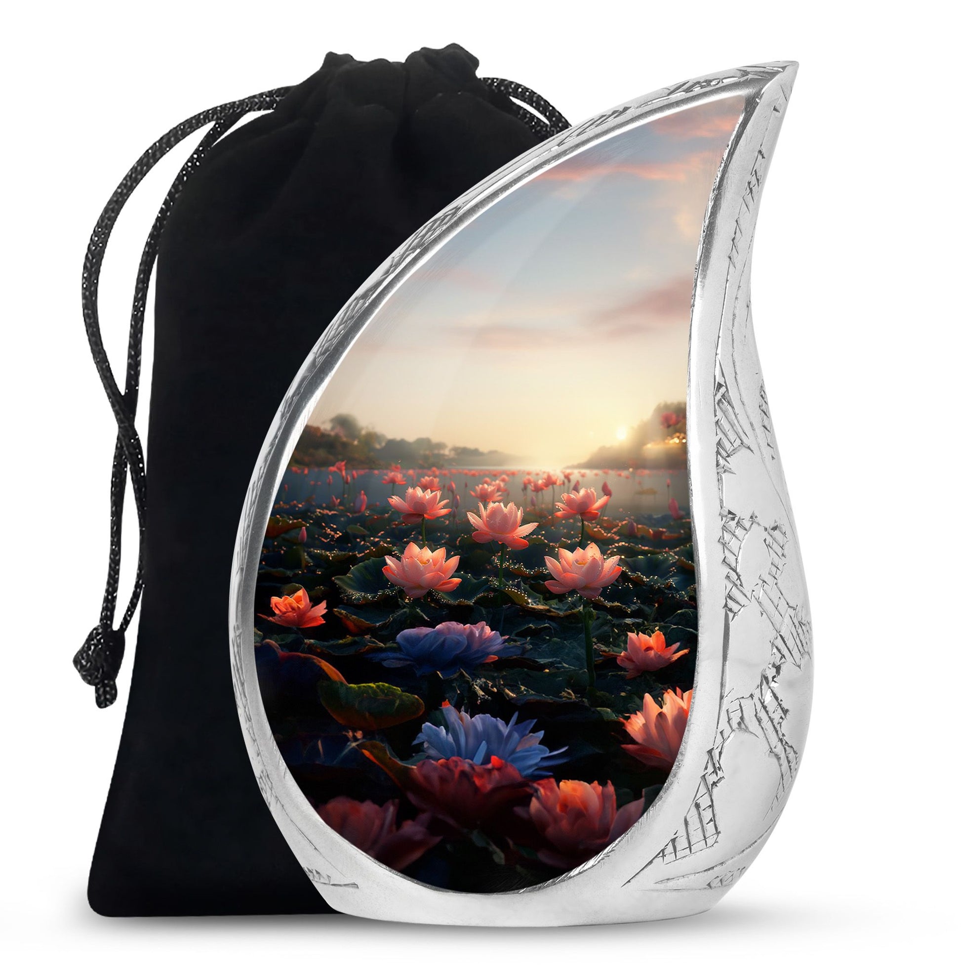 Lotus Theme Large Urn 10 Inch