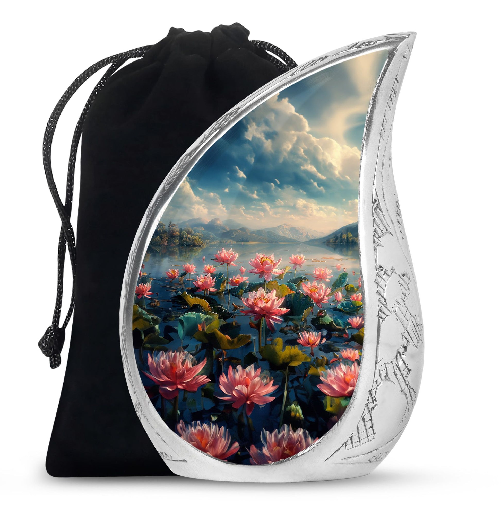 Lotus Theme Large Urn 10 Inch