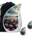 Lotus Theme Large Urn With 2 Keepsake Urn