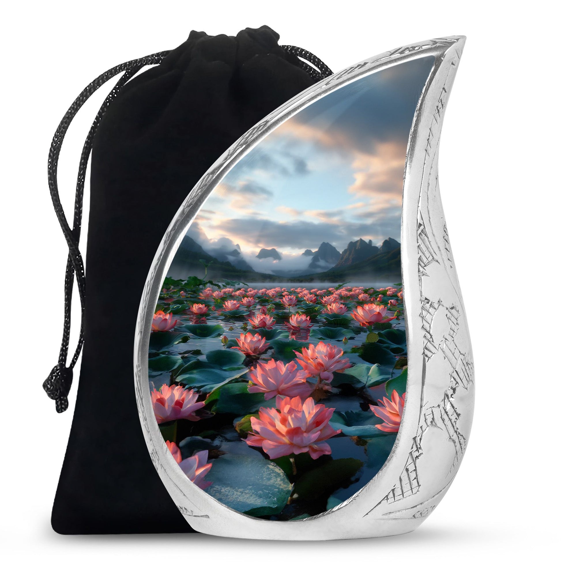 Lotus Theme Large Urn 10 Inch