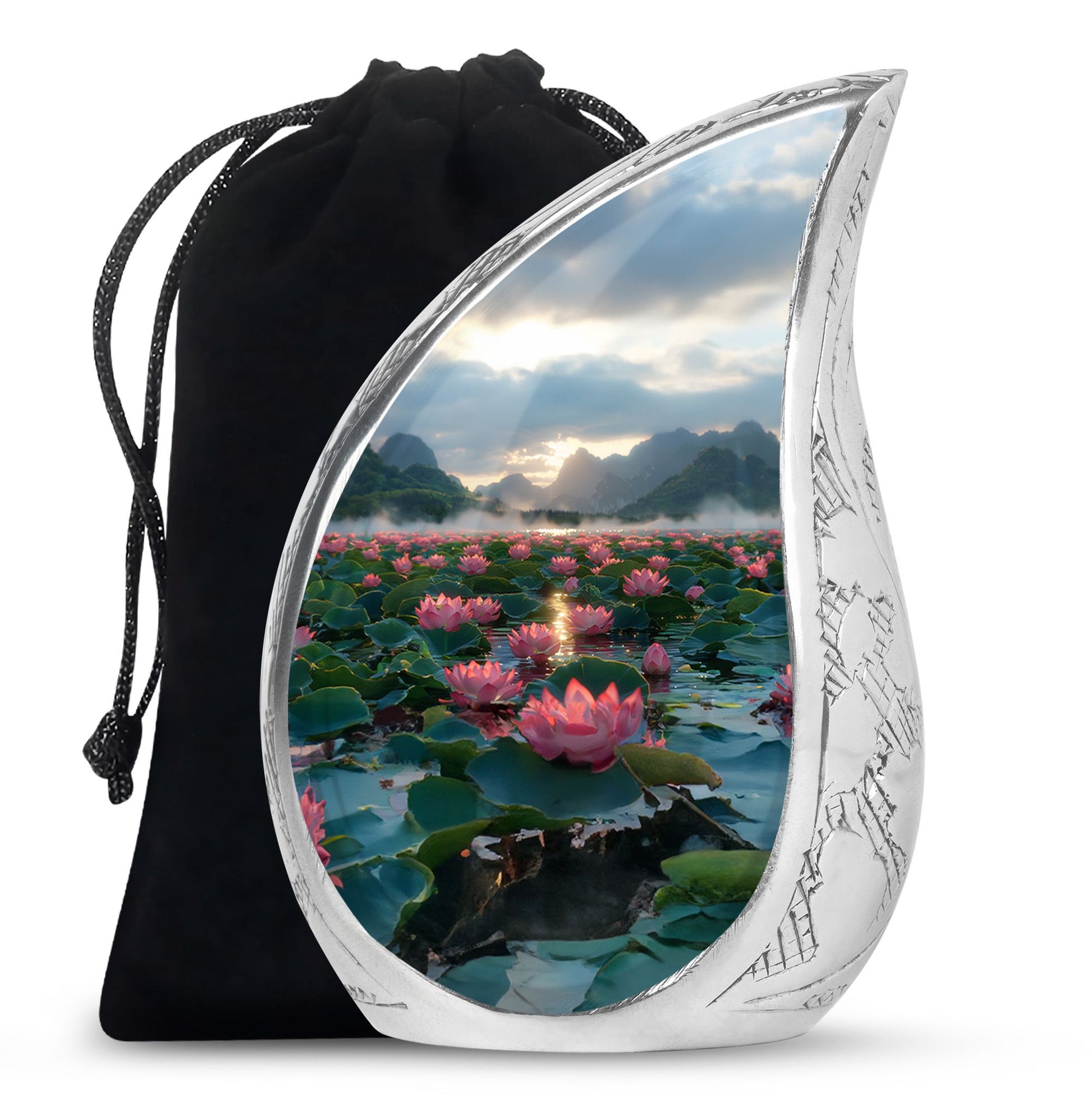 Lotus Theme Large Urn 10 Inch