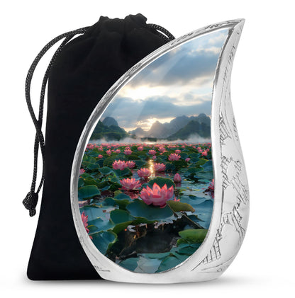 Lotus Theme Large Urn 10 Inch