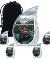Lotus Theme Large Urn With 4 Keepsake Urn