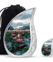 Lotus Theme Large Urn With 1 Keepsake Urn