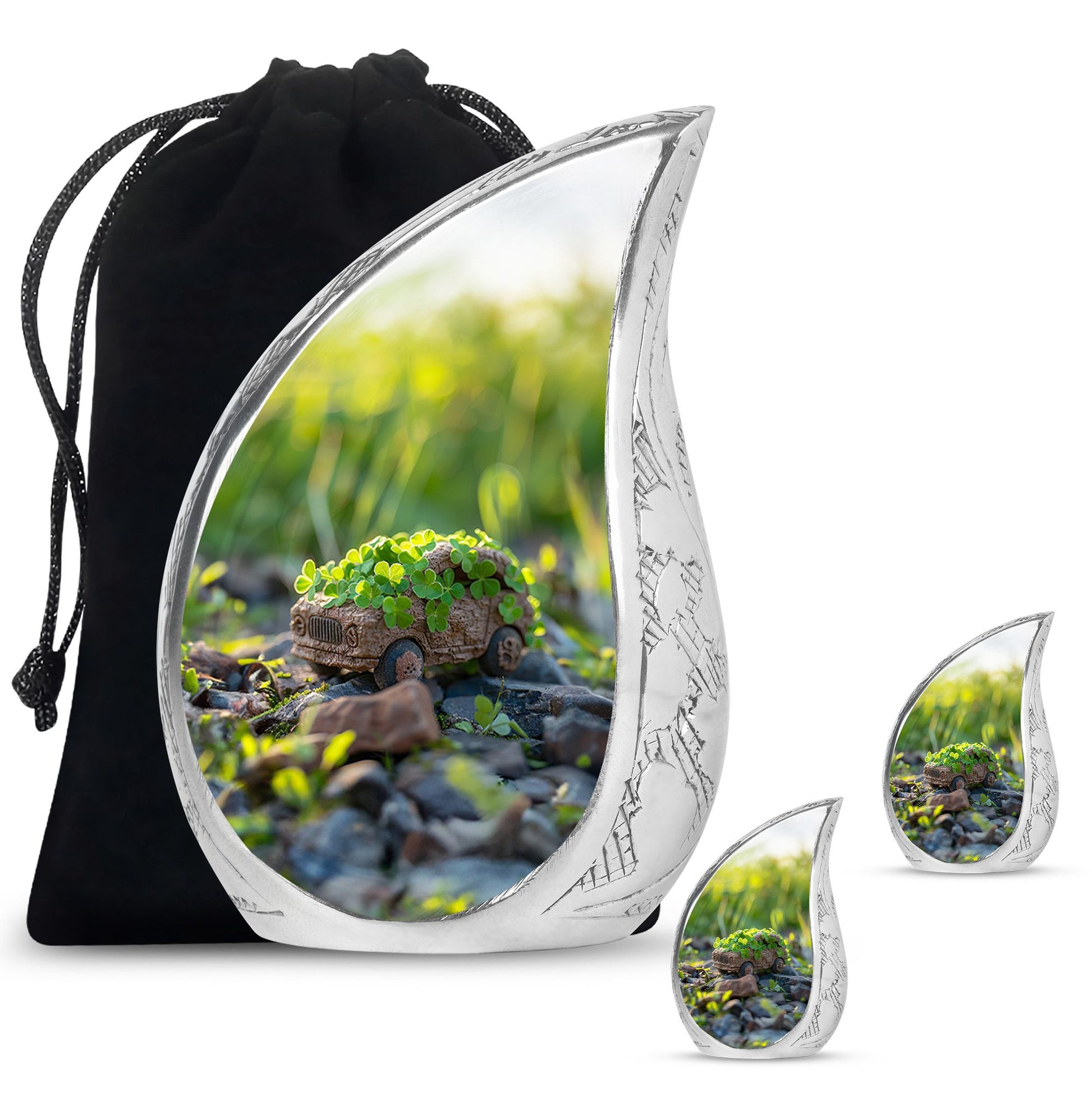 Car Theme Large Urn With 2 Keepsake Urn