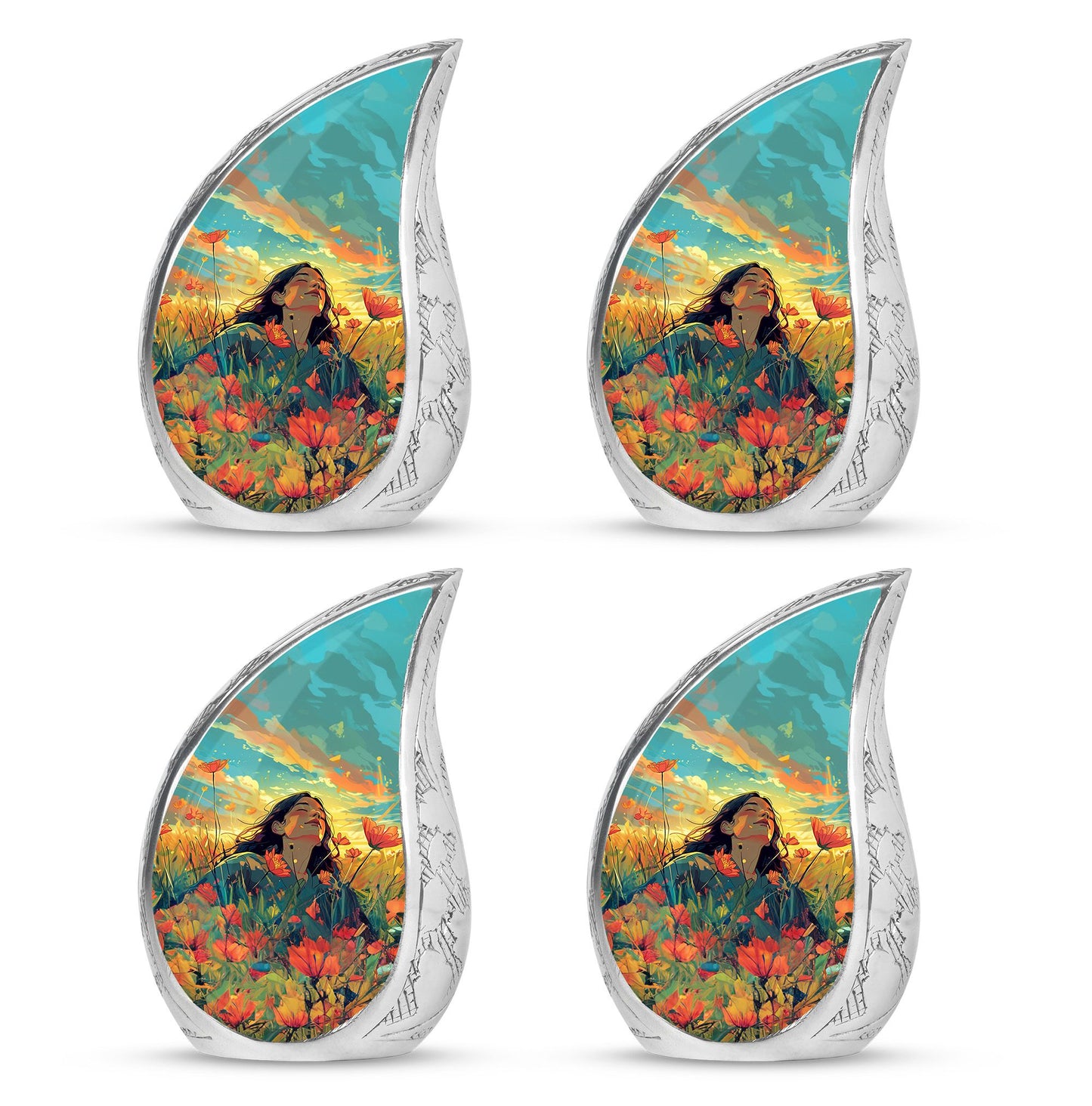 Flower Theme 3 Inch Keepsake Pack of 4