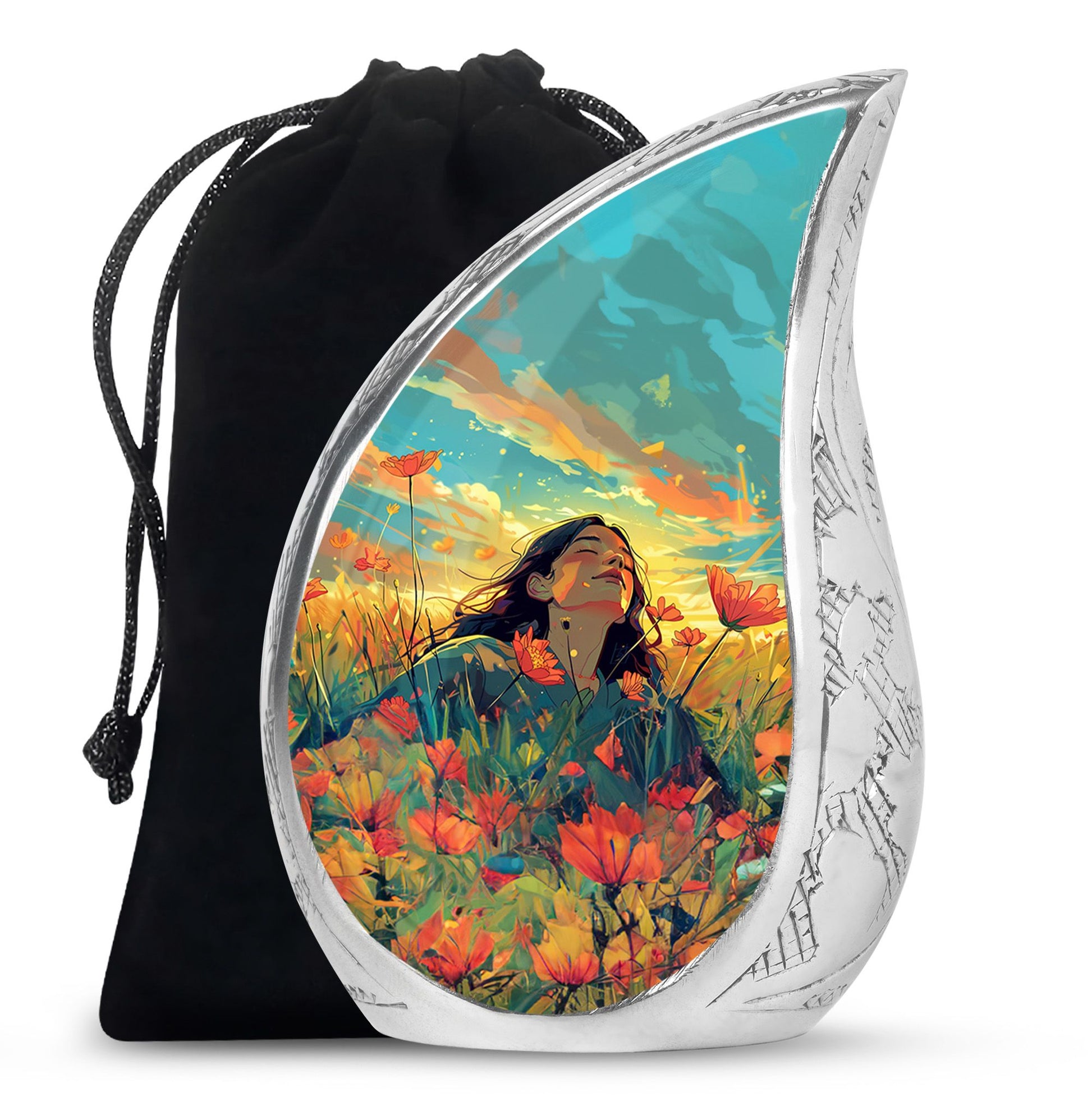 Flower Theme Large Urn 10 Inch