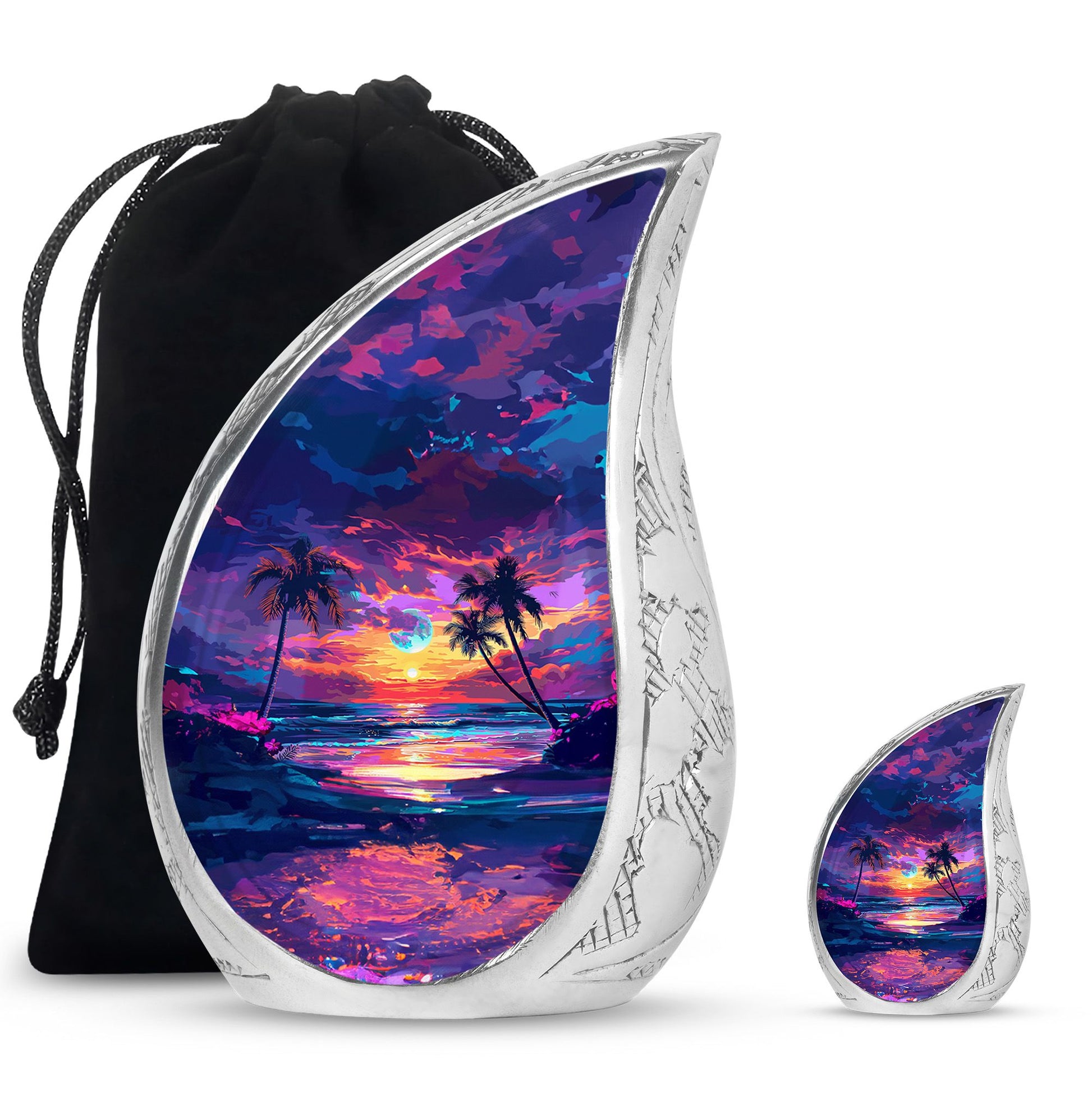 Sunset Theme Large Urn With 1 Keepsake Urn