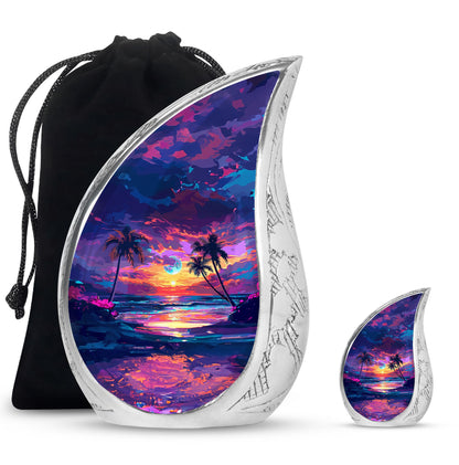 Sunset Theme Large Urn With 1 Keepsake Urn