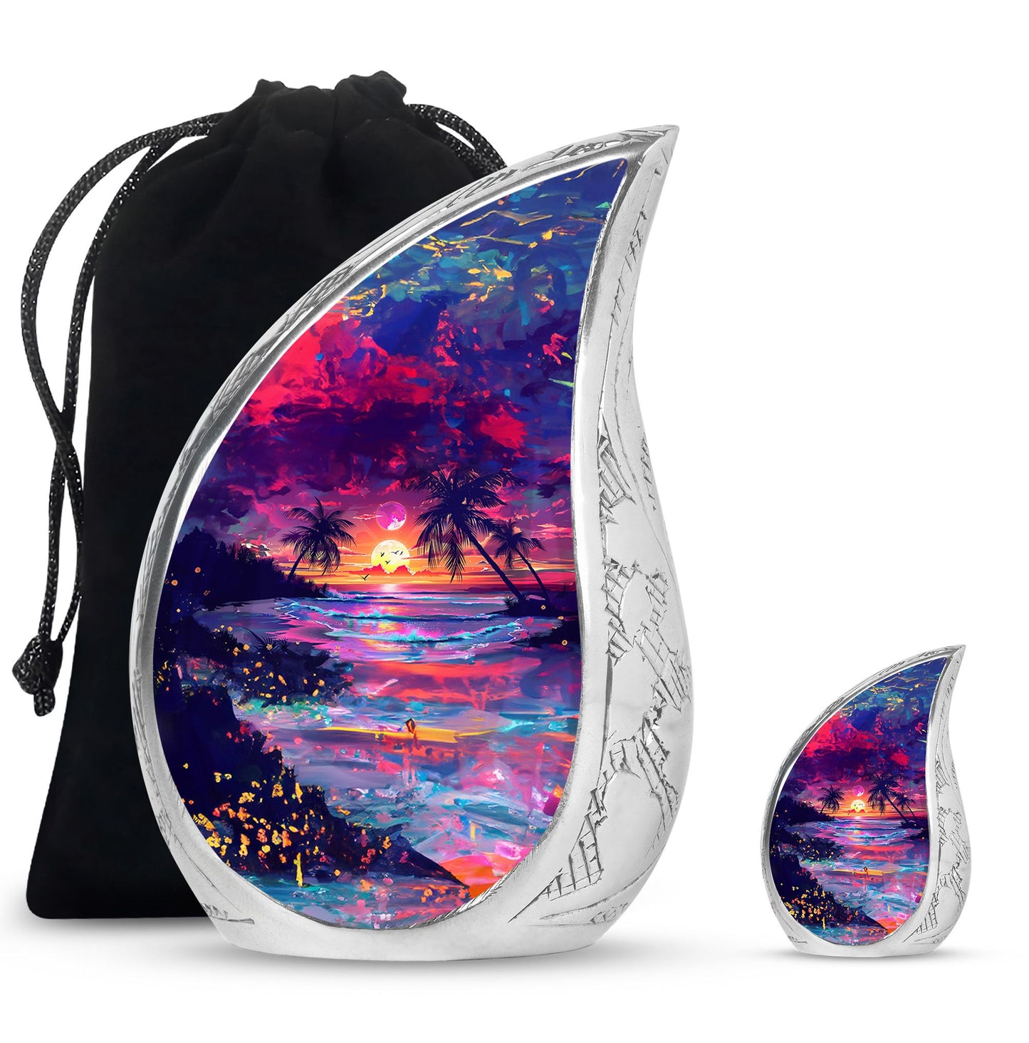 Sunset Theme Large Urn With 1 Keepsake Urn