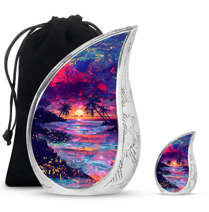 Sunset Theme Large Urn With 1 Keepsake Urn