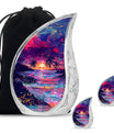 Sunset Theme Large Urn With 2 Keepsake Urn