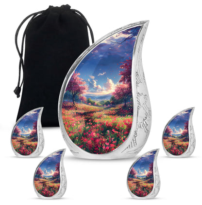 Sunset Theme Large Urn With 4 Keepsake Urn