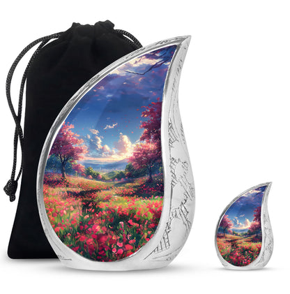 Sunset Theme Large Urn With 1 Keepsake Urn