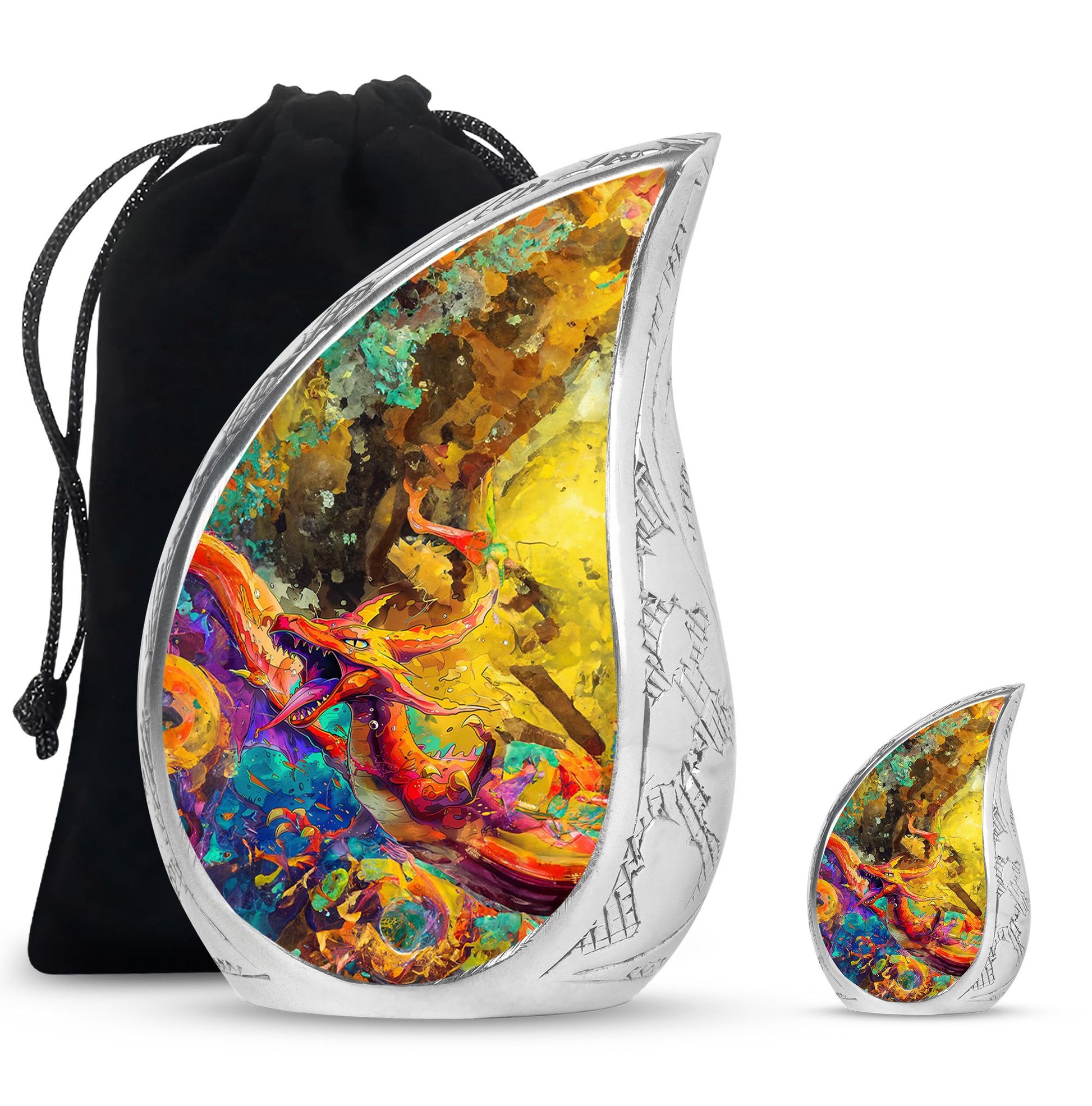 Dragon Theme Large Urn With 1 Keepsake Urn