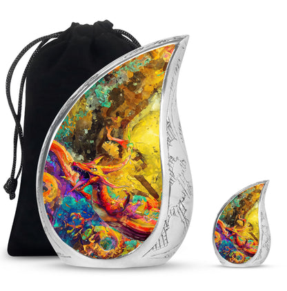 Dragon Theme Large Urn With 1 Keepsake Urn