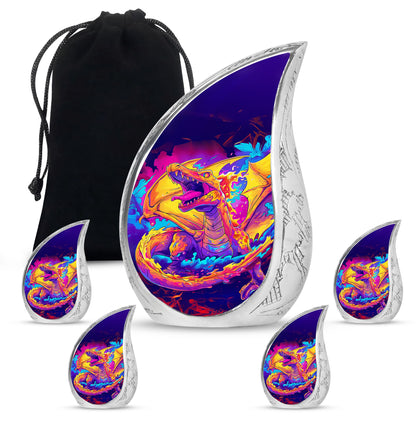 Dragon Theme Large Urn With 4 Keepsake Urn