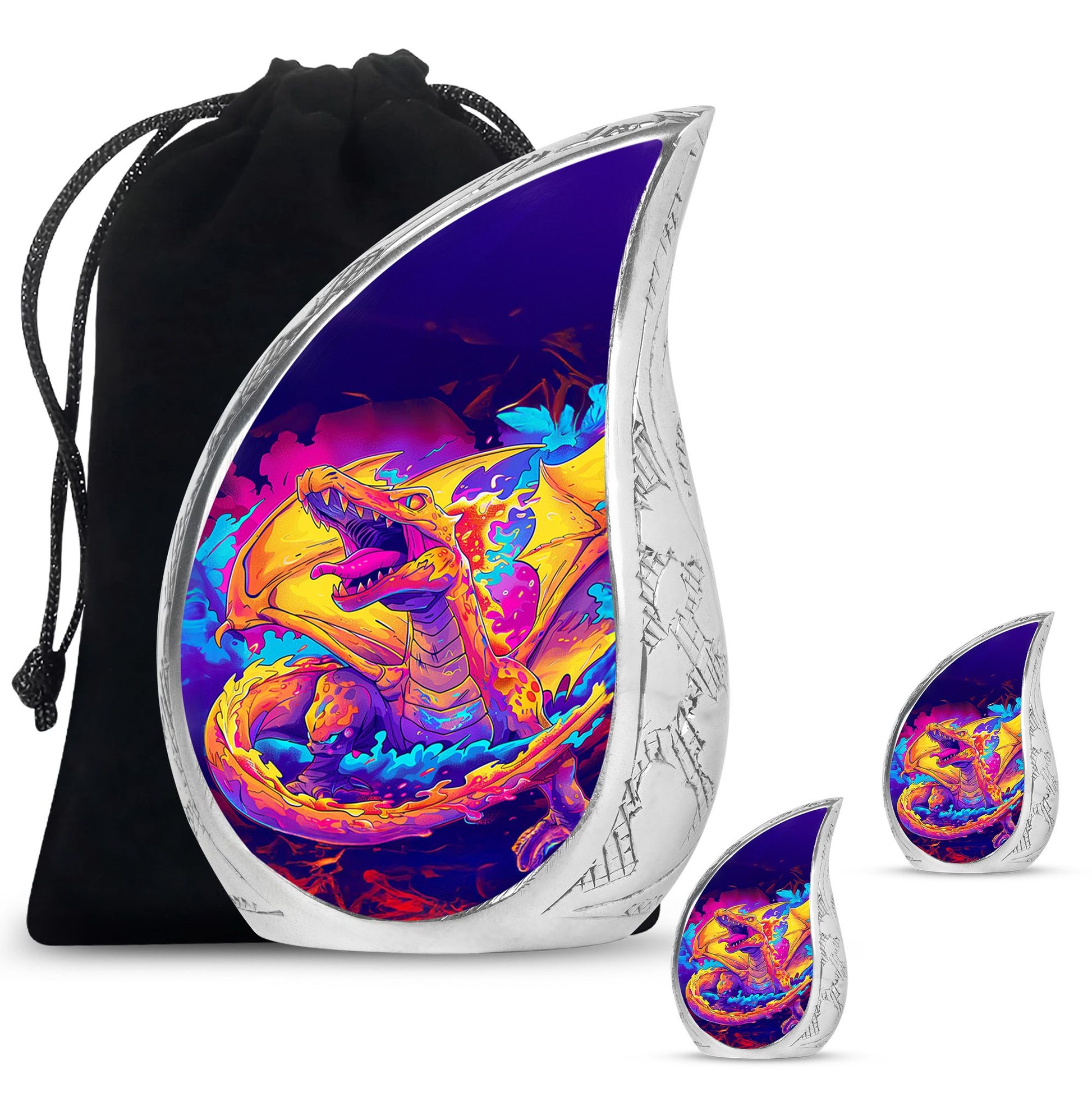 Dragon Theme Large Urn With 2 Keepsake Urn