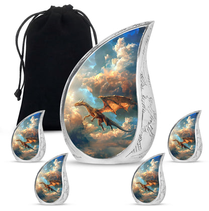 Dragon Theme Large Urn With 4 Keepsake Urn