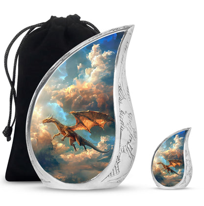 Dragon Theme Large Urn With 1 Keepsake Urn