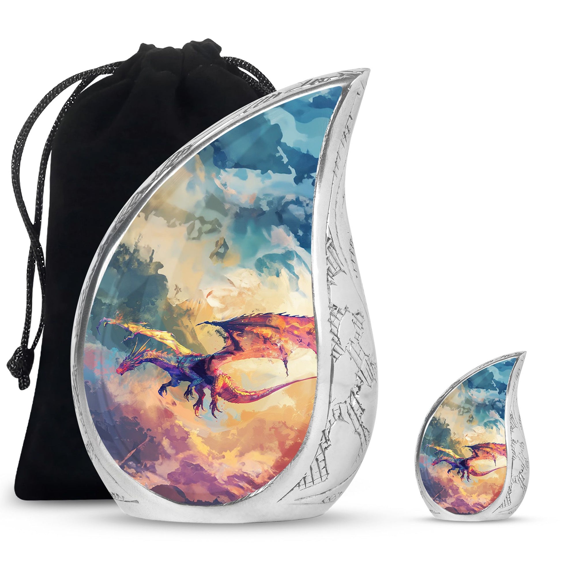 Dragon Theme Large Urn With 1 Keepsake Urn