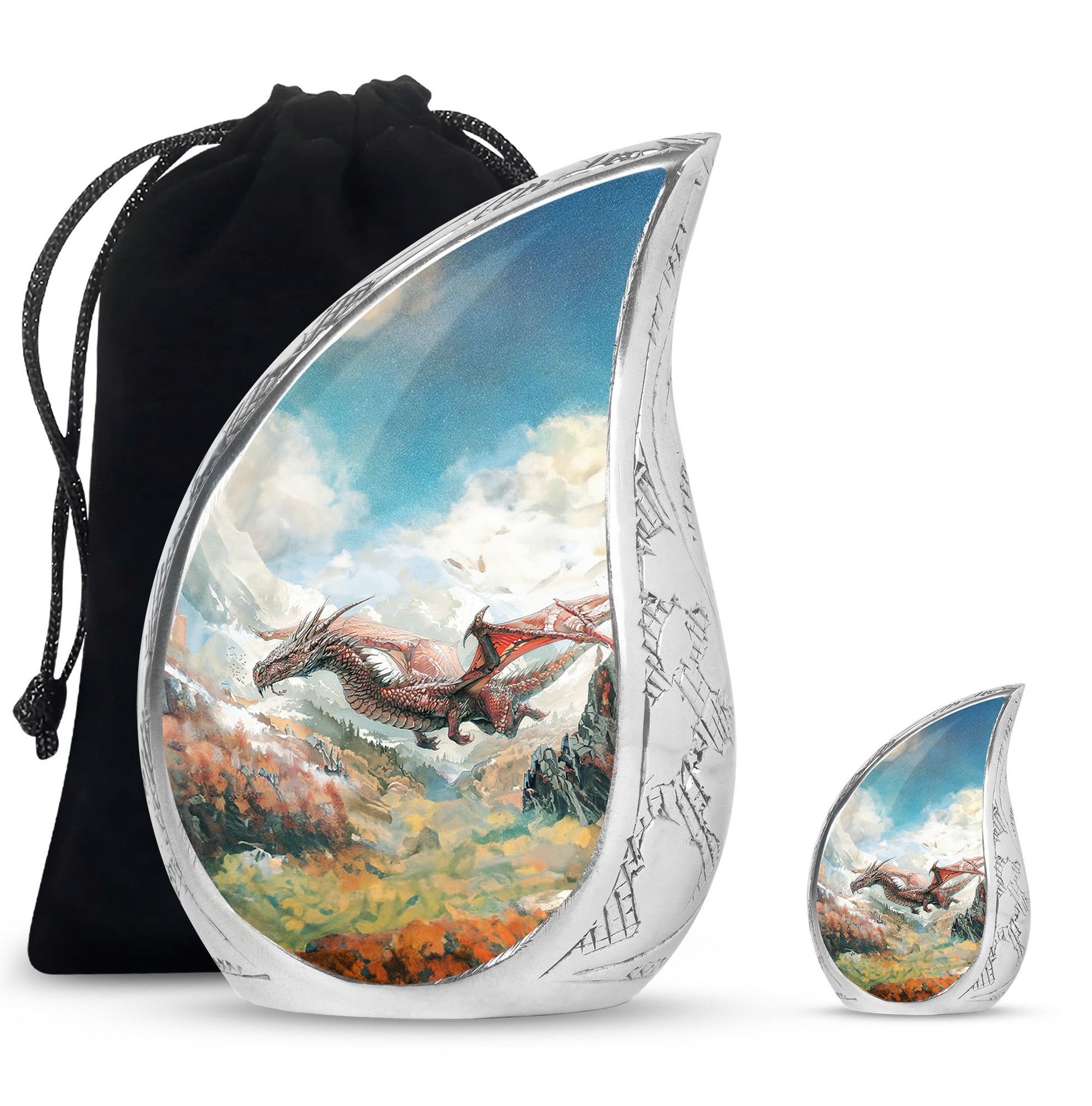 Dragon Theme Large Urn With 1 Keepsake Urn