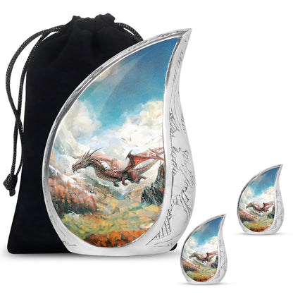 Dragon Theme Large Urn With 2 Keepsake Urn