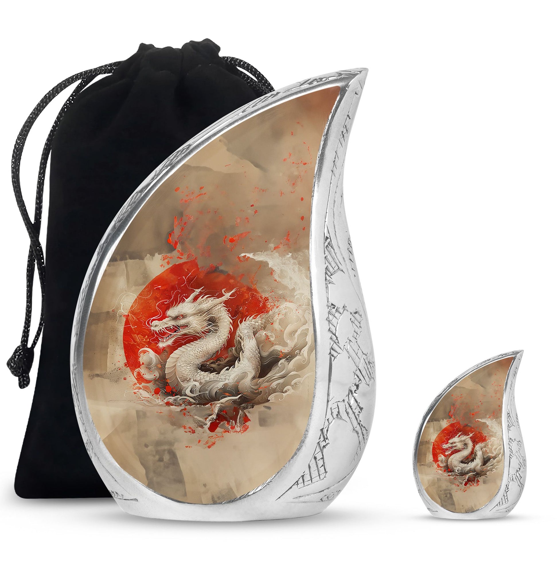 Dragon Theme Large Urn With 1 Keepsake Urn