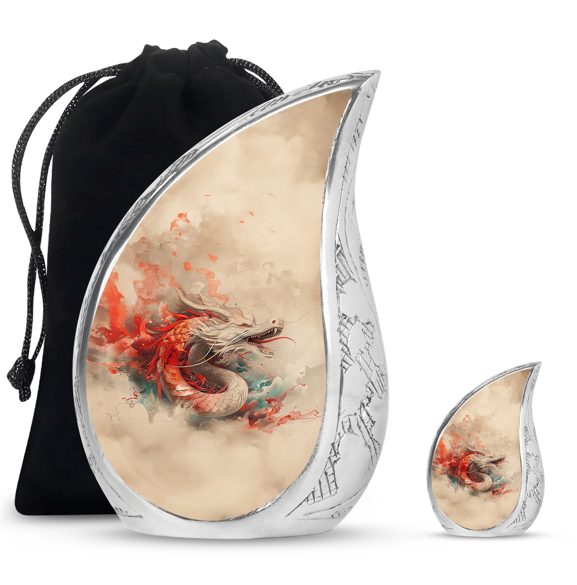 Dragon Theme Large Urn With 1 Keepsake Urn