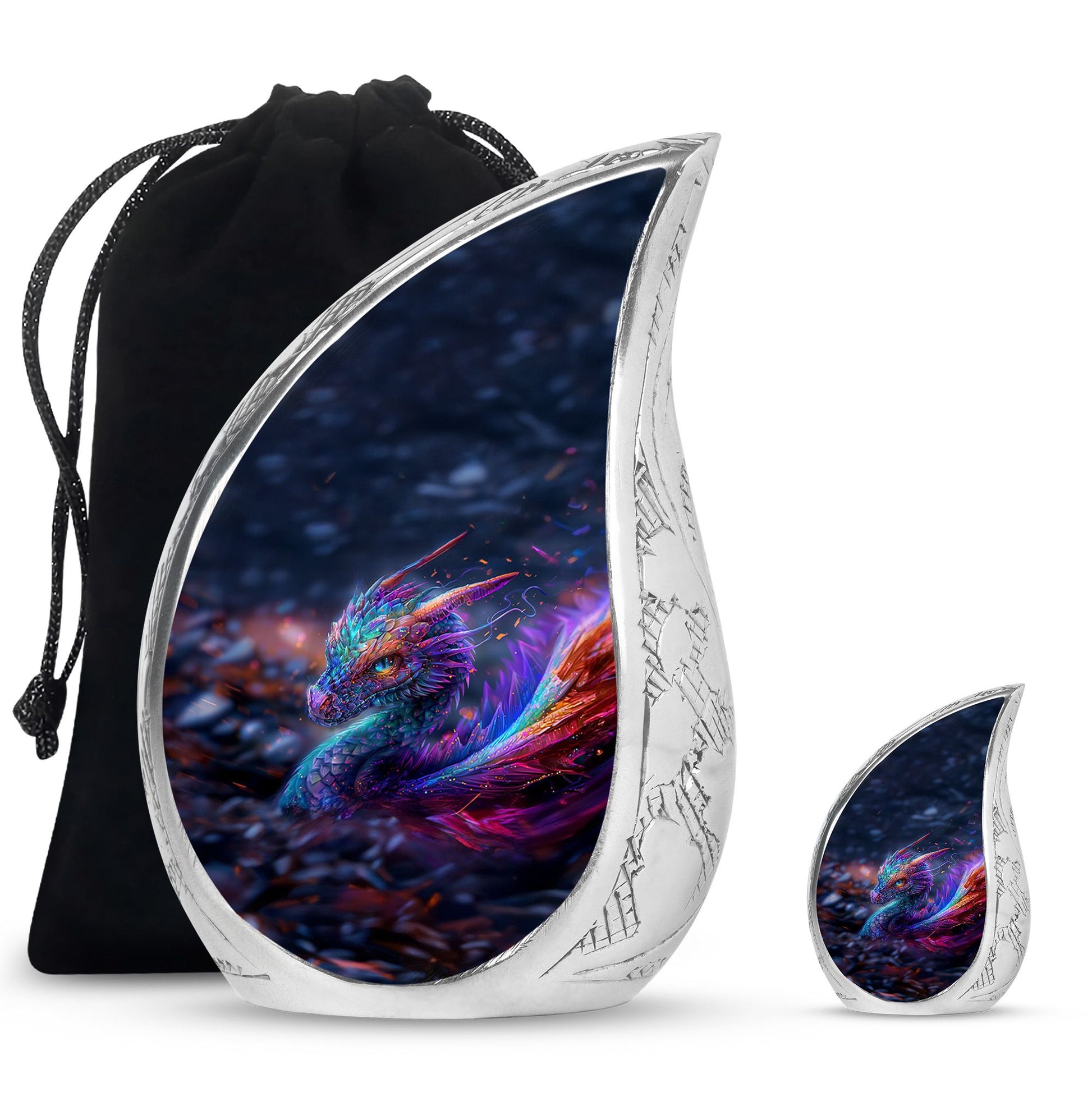 Dragon Theme Large Urn With 1 Keepsake Urn