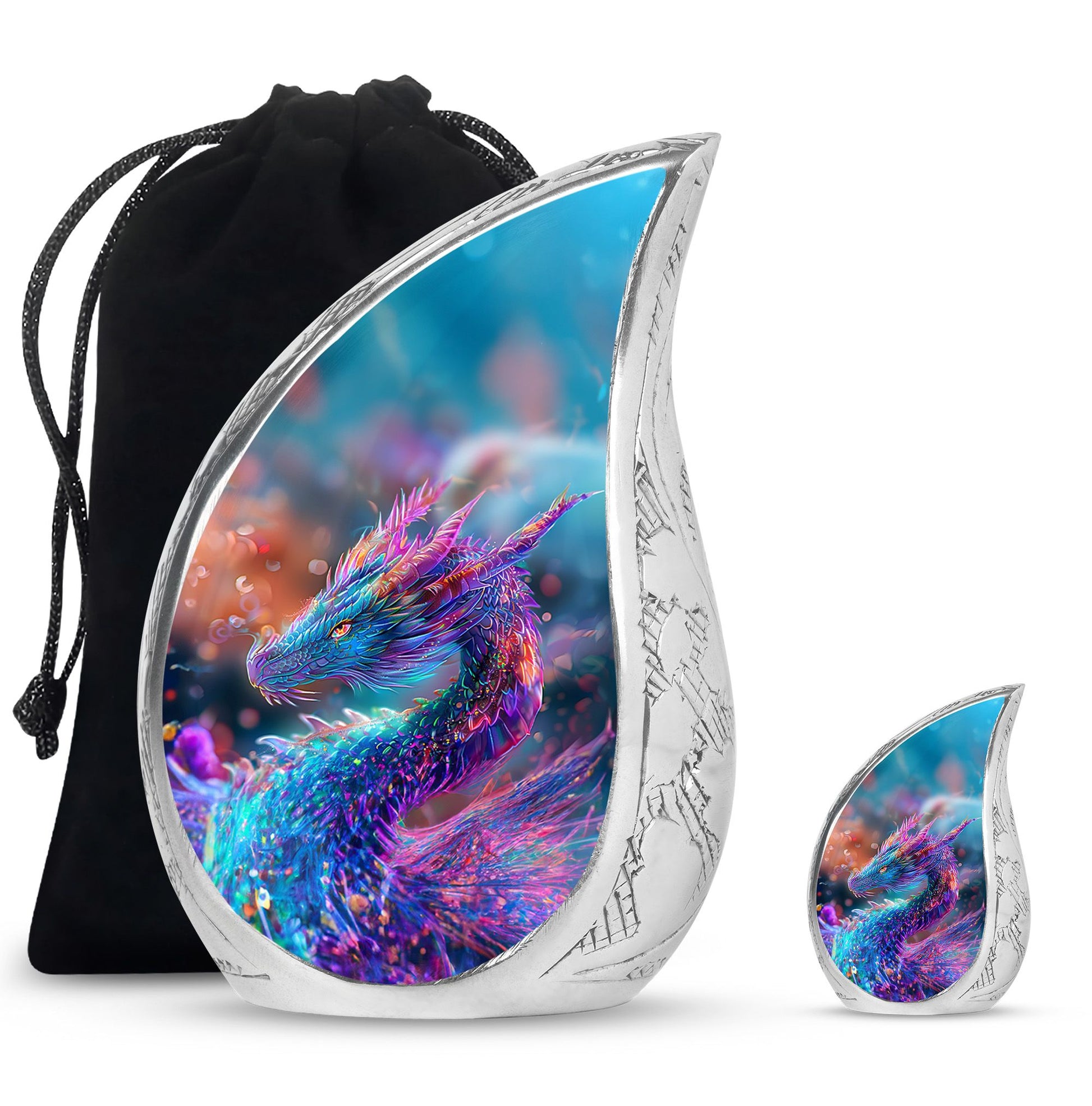 Dragon Theme Large Urn With 1 Keepsake Urn