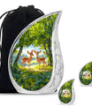 Deer Theme Large Urn With 2 Keepsake Urn